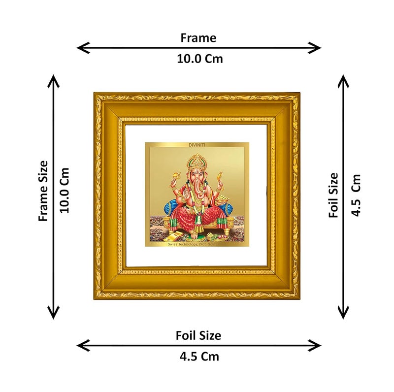 DIVINITI Ganesha Gold Plated Wall Photo Frame Table Dcor DG Frame 101 Size 1A and 24K Gold Plated Foil Religious Photo Frame Idol For Pooja Gifts Items 10 CM X 10 CM - Image 4