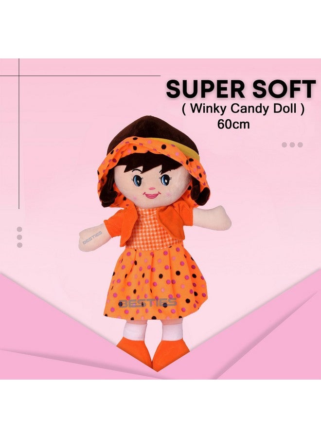 Glance Soft Cute Looking Beautiful Doll | Attractive Stuffed Toys | Grab Your Attention on Little Darling Doll (Orange Winky Doll, 60 cm) - Image 3