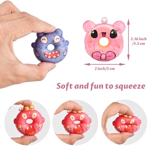 GOLDGE 32 Pcs Squishy Donut Keychains Not Attached Colorful Party Favors Goodie Bag Pinata Stuffers Classroom Carnival Prizes Treasure Box Toys for Kids 32 Pcs Squishy Donut Keychains - Image 5