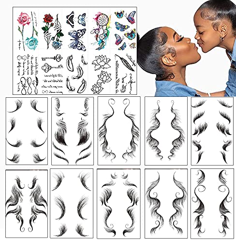 HANSAMU Fake Edges Baby Hair Temporary Tattoo Bang Stickers, 10 Sheets, Waterproof, Easy to Use - Image 1