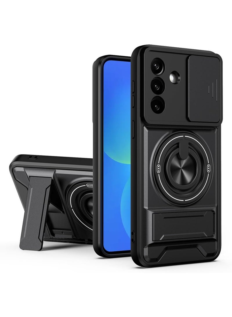 Case Cover Shock Resistant Protect Camera TPU + PC With KickStand Compatible with Samsung Galaxy A37 (Black) - Image 1