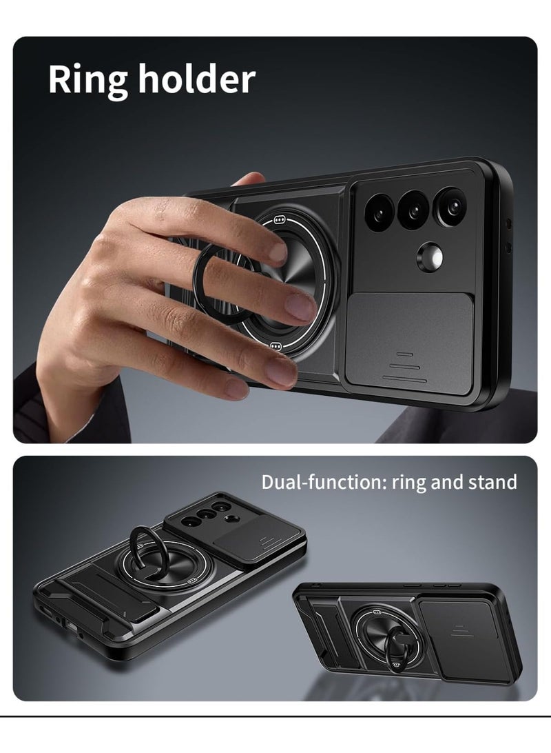 Case Cover Shock Resistant Protect Camera TPU + PC With KickStand Compatible with Samsung Galaxy A37 (Black) - Image 5