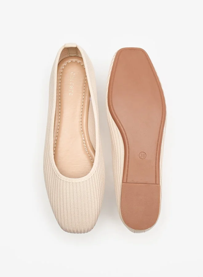 سيليست Women's Textured Square Toe Ballerina Shoes