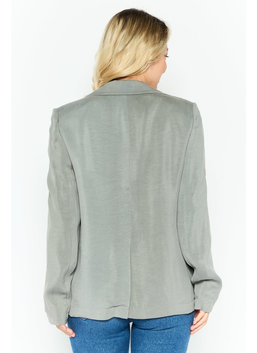 EMPORIO ARMANI - Women Regular Fit Long Sleeve Plain Blazer, Grey - Image 1