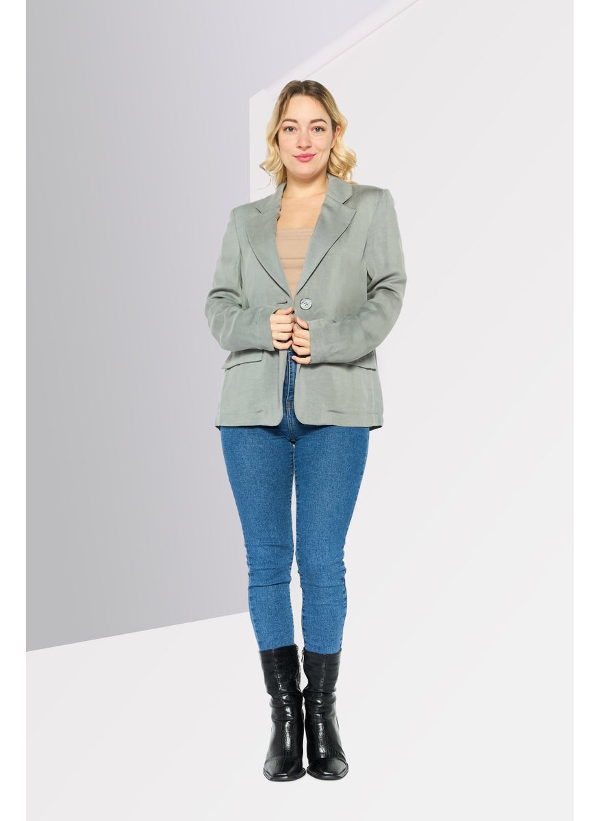 EMPORIO ARMANI - Women Regular Fit Long Sleeve Plain Blazer, Grey - Image 1