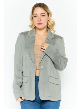Women Regular Fit Long Sleeve Plain Blazer, Grey