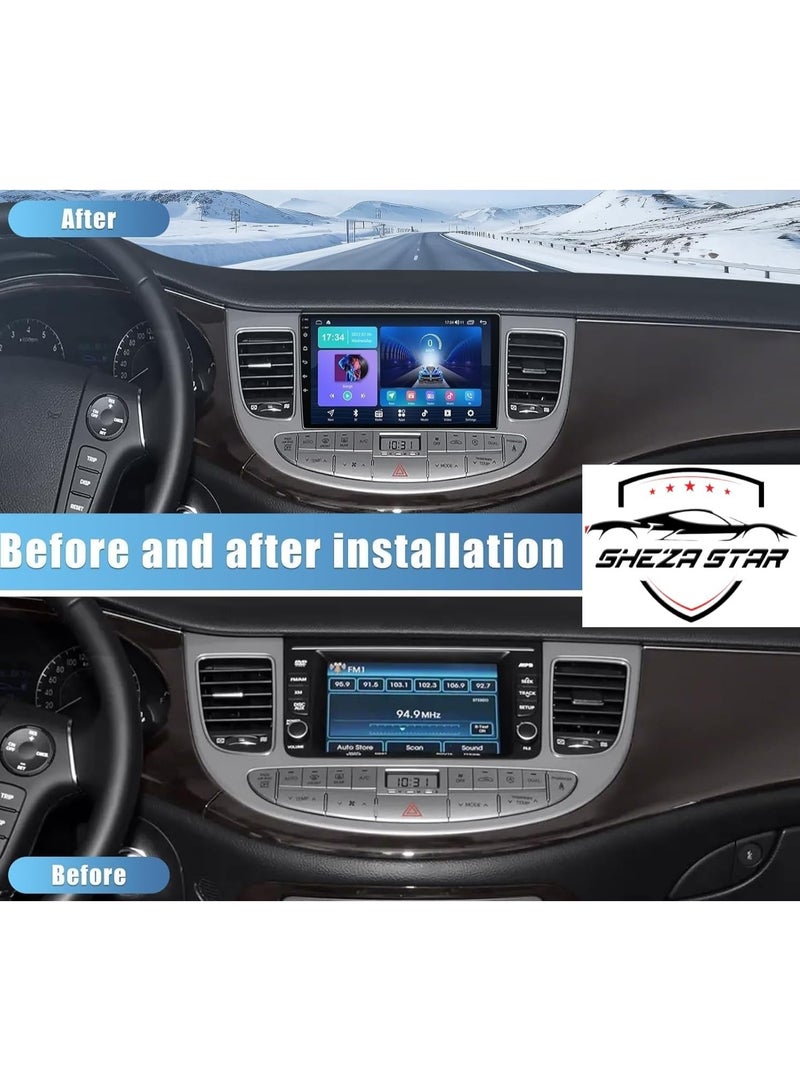 SHEZA STAR Android Car Stereo for Hyundai Genesis 2008-2013 2GB RAM 32GB ROM Support Carplay, M-Link Wi-Fi BT, Radio GPS, 9 Inch IPS Touch Screen with AHD Camera Included - Image 2