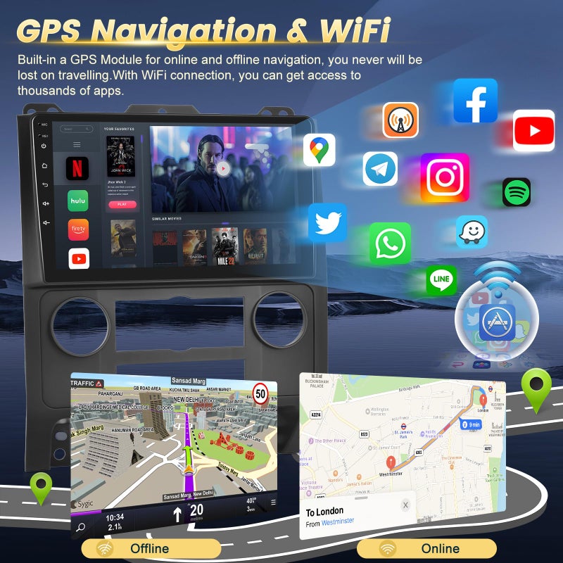 EKAT 2+64G Radio for Ford Escape Kuga Mazda Tribute 2007 2008 2009 2010 2011 2012, EKAT Android Ford Escape Car Stereo with 9 inch Touch Screen, Carplay/Android Auto/1080P/Bluetooth/WiFi - Image 3