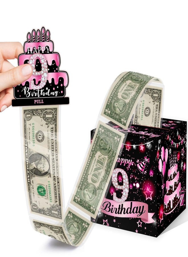 Toerifer Birthday Money Box for Cash Gift, 9th Surprise Box Explosion Gift for Girls Boys Kids, 9th Birthday Money Gift Ideas, 9 Years Old Birthday Pink Party Decor -Included 35 Bags - Image 1