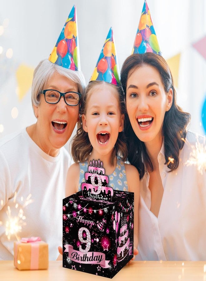 Toerifer Birthday Money Box for Cash Gift, 9th Surprise Box Explosion Gift for Girls Boys Kids, 9th Birthday Money Gift Ideas, 9 Years Old Birthday Pink Party Decor -Included 35 Bags - Image 5