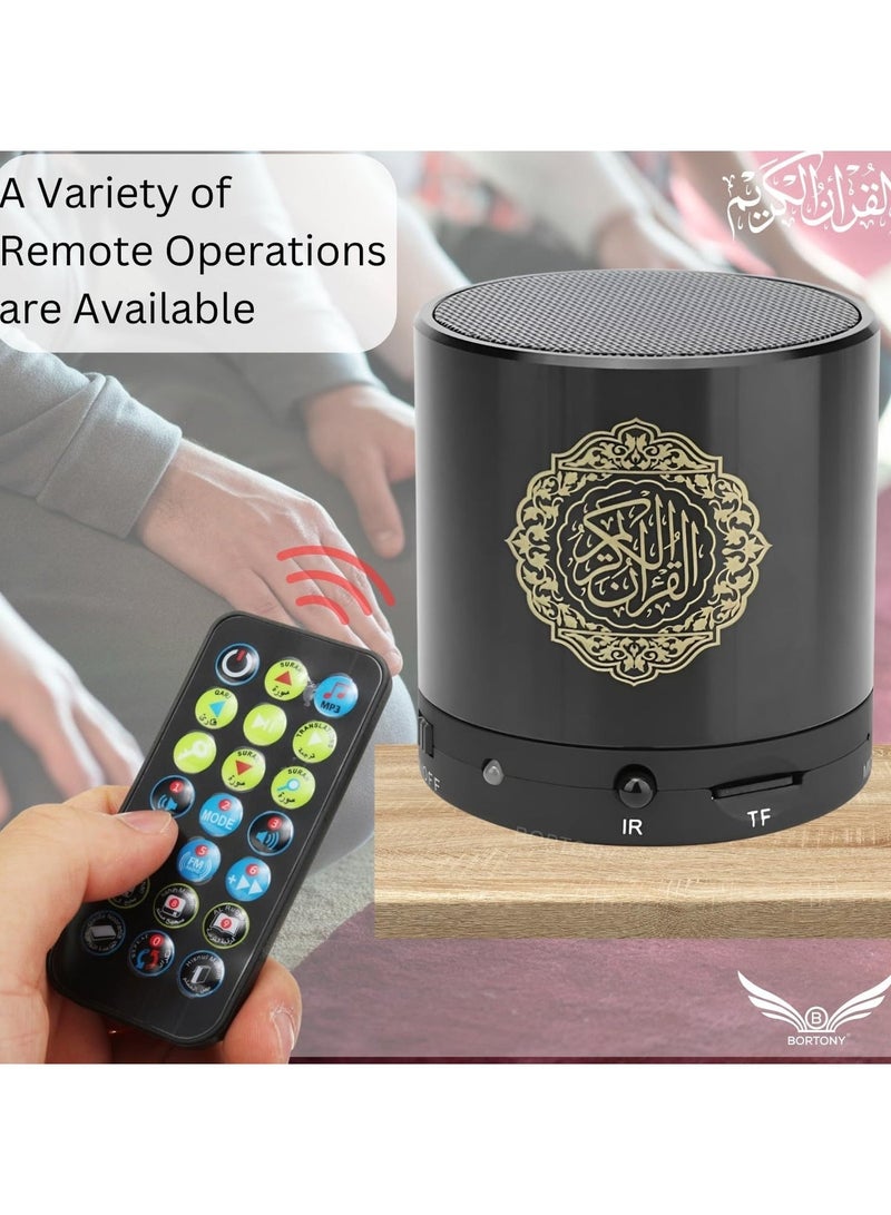 مكبر صوت للقرآن الكريم، مكبر صوت بلوتوث للتحكم عن بعد SQ200، مكبر صوت لاسلكي محمول للقرآن الكريم مزود بتقنية البلوتوث مشغل MP3 سعة 8 جيجابايت TF FM مترجم القرآن الكريم USB قابل لإعادة الشحن هدايا مكة (أسود) - Image 3