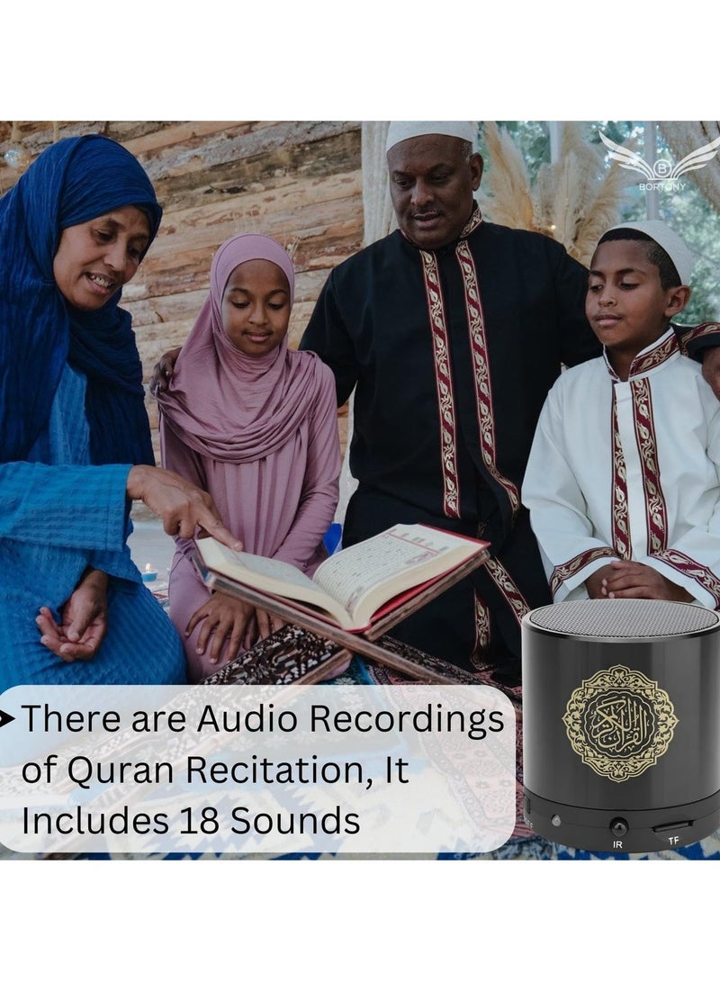 مكبر صوت للقرآن الكريم، مكبر صوت بلوتوث للتحكم عن بعد SQ200، مكبر صوت لاسلكي محمول للقرآن الكريم مزود بتقنية البلوتوث مشغل MP3 سعة 8 جيجابايت TF FM مترجم القرآن الكريم USB قابل لإعادة الشحن هدايا مكة (أسود) - Image 4
