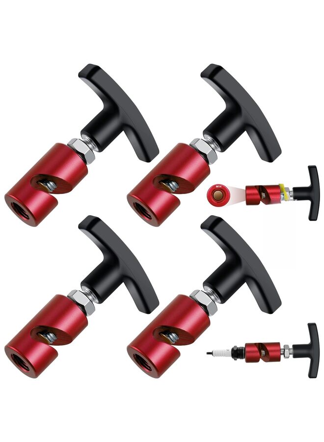 LAMAY 4PCS Car Hood Prop Struts Clamp Hood Strut Clamp with Brass Tip, Spark Plug Caliper and Car Hood Prop Rod Tool 2-in-1 Tool, 14mm Spark Plug Gap tool, Hood Lift Support Clip, Car Hood Cl - Image 1