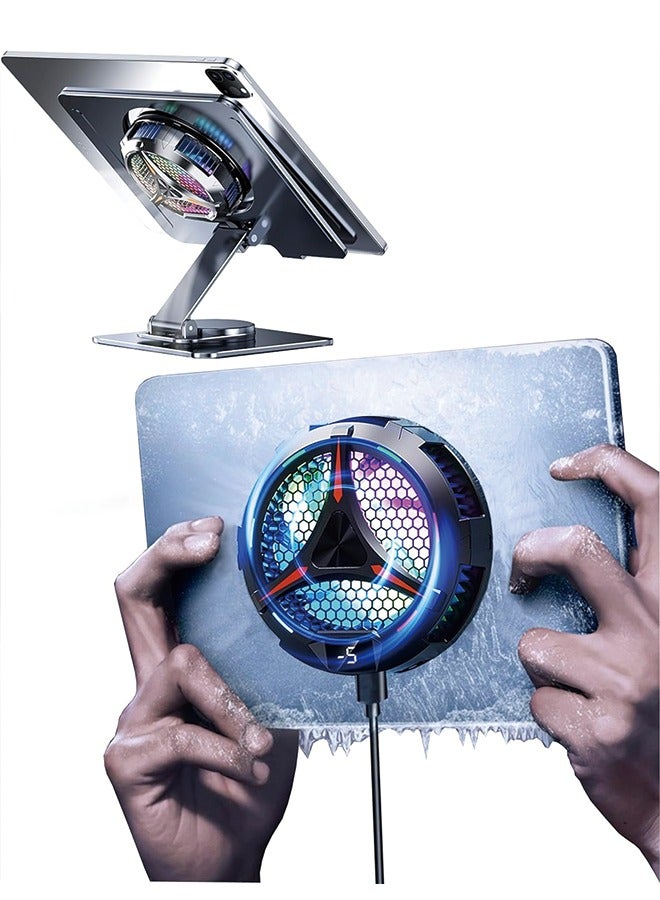 iPad Cooler,Magnetic Tablet Cooler for ipad/Surface pro/Samsung Tab,Universal Radiator with Temperature Display for Mobile Gaming,Tiktok Live Streaming(Including Tablet stand Holder) - Image 1