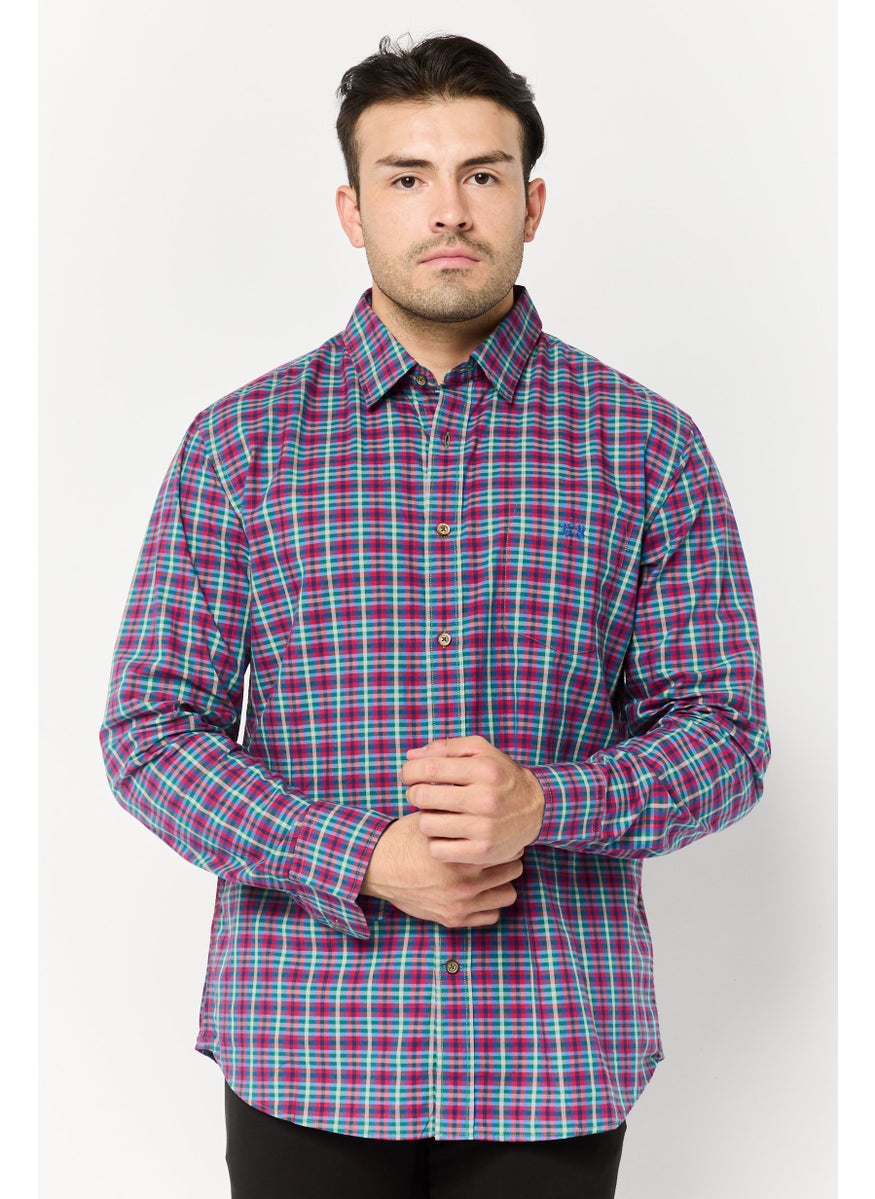 La Martina Men Tailored Fit Embroidered Logo Long Sleeve Casual Shirt, Multicolor  - Image 1