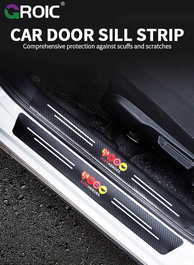GROIC 5PCS Car Carbon Fiber Door Sill Protector Rear Bumper Protector Guard, Universal Black Rubber Scratch Resistant Umbrella Pattern, Door Sill Protector Accessories Trim Cover for SUV/Car  - Image 2