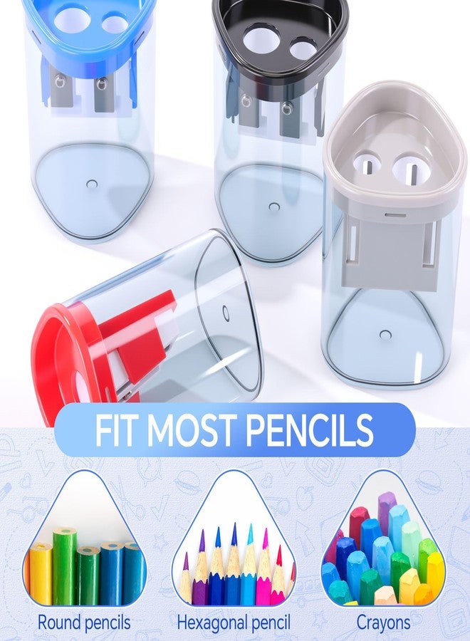 YooNotee 48 Pack Pencil Sharpeners Bulk Dual Hole Manual Pencil Sharpener Portable Handheld Design for Classroom Students Teachers Back to School Supplies Office Home Use 4 Colors - Image 4