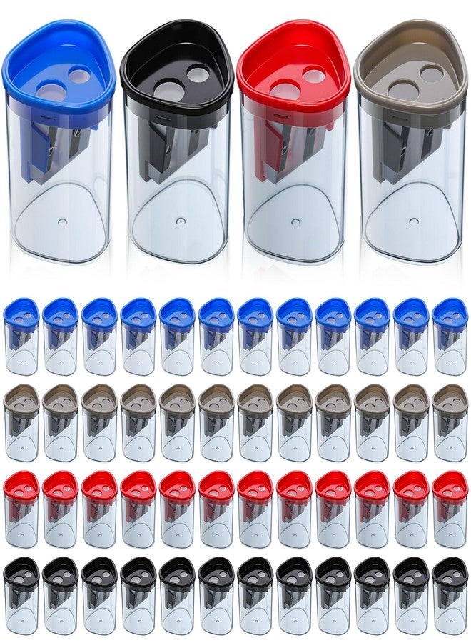 YooNotee 48 Pack Pencil Sharpeners Bulk Dual Hole Manual Pencil Sharpener Portable Handheld Design for Classroom Students Teachers Back to School Supplies Office Home Use 4 Colors - Image 1