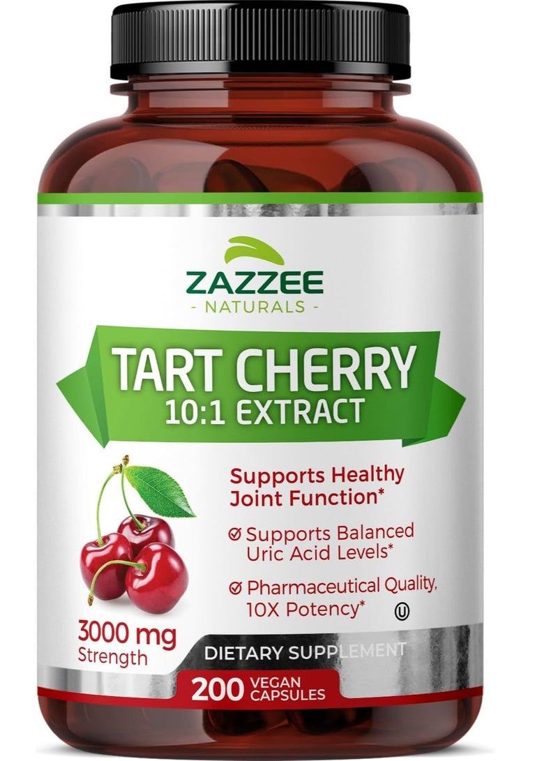 Zazzee Tart Cherry 10:1 Extract, 3000 mg Strength, 200 Vegan Capsules above 6 months supply - Image 1