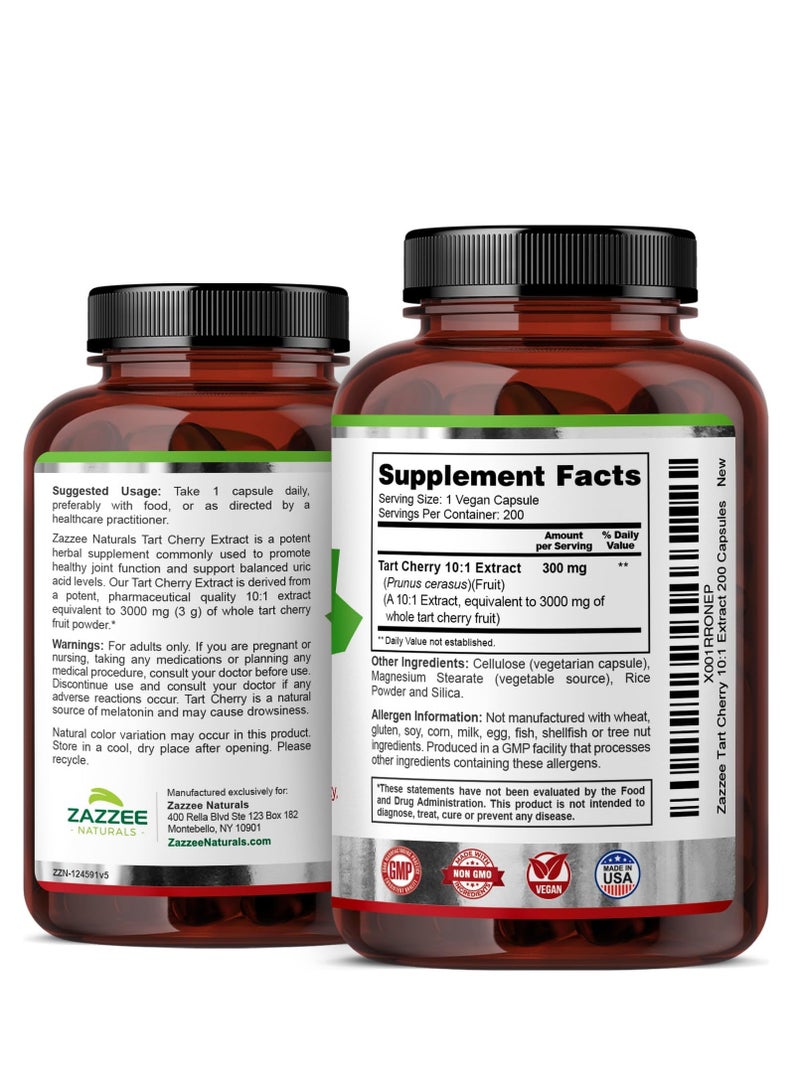 Zazzee Tart Cherry 10:1 Extract, 3000 mg Strength, 200 Vegan Capsules above 6 months supply - Image 2