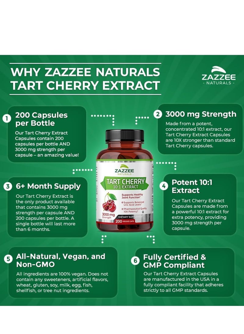 Zazzee Tart Cherry 10:1 Extract, 3000 mg Strength, 200 Vegan Capsules above 6 months supply - Image 3