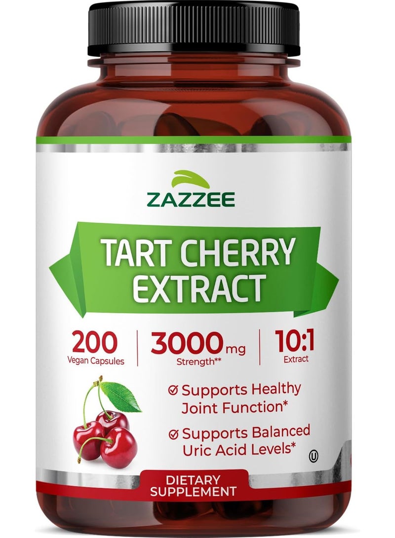 Zazzee Tart Cherry 10:1 Extract, 3000 mg Strength, 200 Vegan Capsules above 6 months supply - Image 1