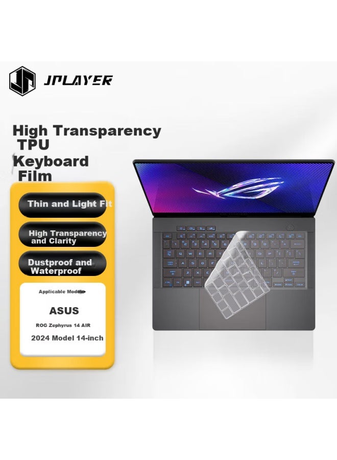 Jplayer Asus Rog Zephyrus 14 Air 2025/24 Keyboard Cover 14-Inch Laptop Protective Film Dust Cover High Definition High Transparency Ultra-Thin Non-Slip Tpu - Image 1
