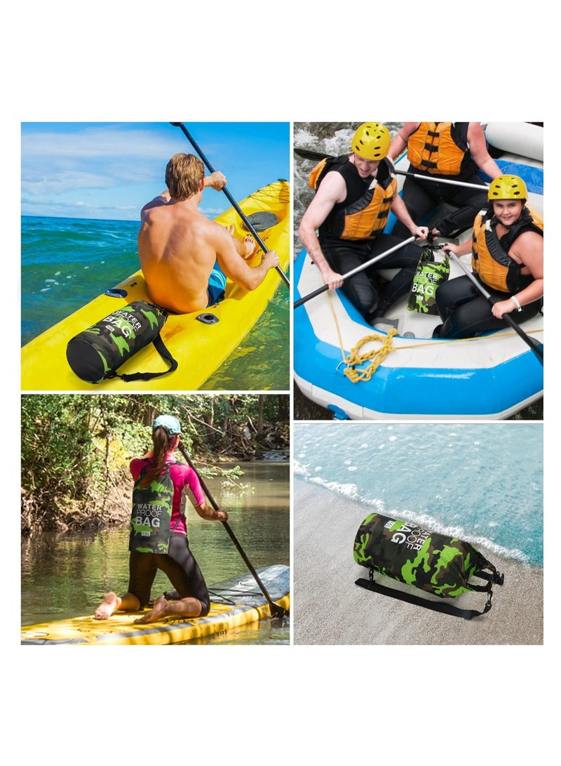 Excefore Waterproof Dry Bag 3 Pack Camouflage Roll Top Lightweight Dry Sack Backpack Bundle for Kayaking Floating Boating Swimming Rafting Fishing Camping Beach 5L&10L&15L  - Image 2