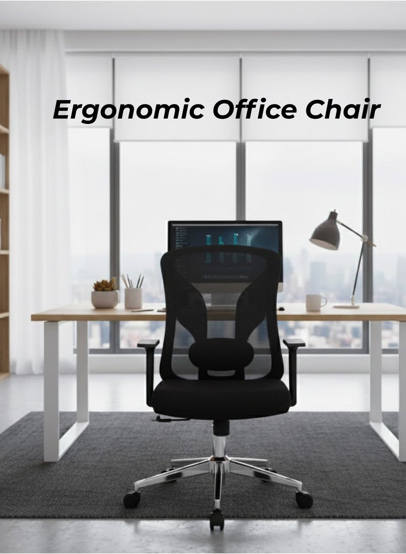 Furalux Ergonomic Mesh Swivel Task Chair – Adjustable Height Office Chair with Breathable Mesh Back, Lumbar Support, 360° Swivel Desk Chair for Home & Office, Modern Durable Seating - Image 1
