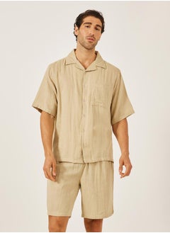 Styli Solid Short Sleeve Relaxed Fit Shirt and Shorts Co-Ords  - Image 2
