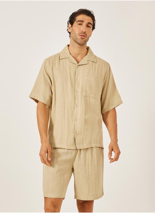 Styli Solid Short Sleeve Relaxed Fit Shirt and Shorts Co-Ords  - Image 2