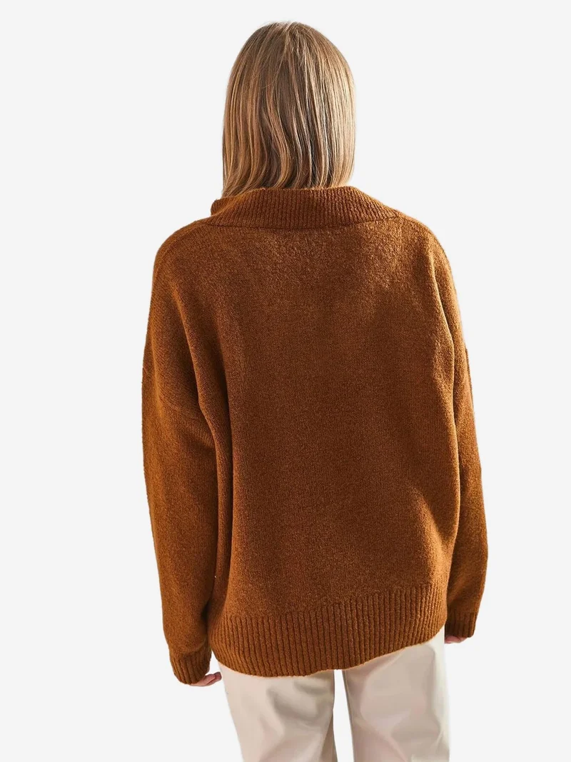 Bianco Lucci LUCCI V-Neck Long Sleeve Sweater