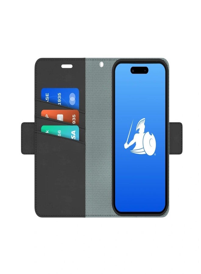 DefenderShield EMF Protection & 5G Anti Radiation iPhone 15 Pro Max Case - RFID Blocking EMF Shield Detachable Wallet Case with Magnetic Closure Black - Image 1