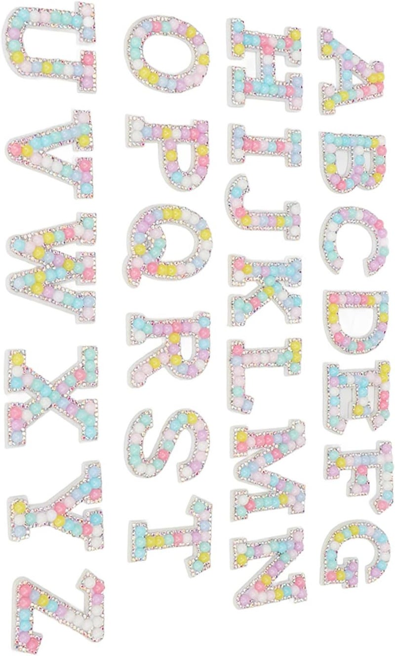 26pcs Self Adhesive Letter Patch Sticker, Colorful Pearl Rhinestone English Alphabet Stickers, Decoration for Clothes Bags Hats, Stylish Glitter Letter Patches from A to - Image 5