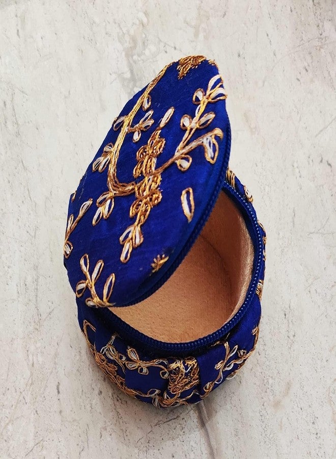 Koogly Embroidery matki shape Bangle Box Jewellery Organiser Box Earring Storage Box, Wedding Return Gift for women Bridal Gift Storage Box(Blue) - Image 2