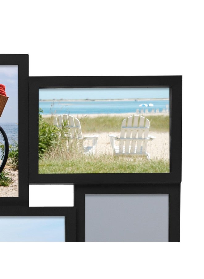 Melannco 24 x 12 Inch 8 Opening Photo Collage Frame, Displays Four 4x6 and Four 6x4 Inch Photos, Black