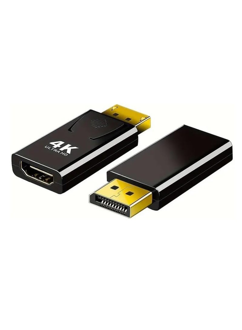 DisplayPort to HDMI Adapter 4k Uni-directional DP Male to HDMI Female,DP to HDMI Male to Female Adapter, Connect DP Interface to Laptop Desktop GPU to HDMI Monitor TV Projector- Black 1pc - Image 1
