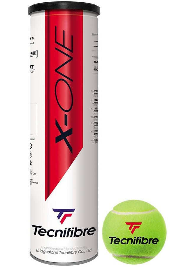 TecniFibre Tecnifibre X-One Tennis Balls 4 Ball Can ITF FFT FIT Approved  - Image 1