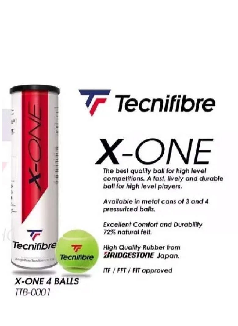 TecniFibre Tecnifibre X-One Tennis Balls 4 Ball Can ITF FFT FIT Approved  - Image 3