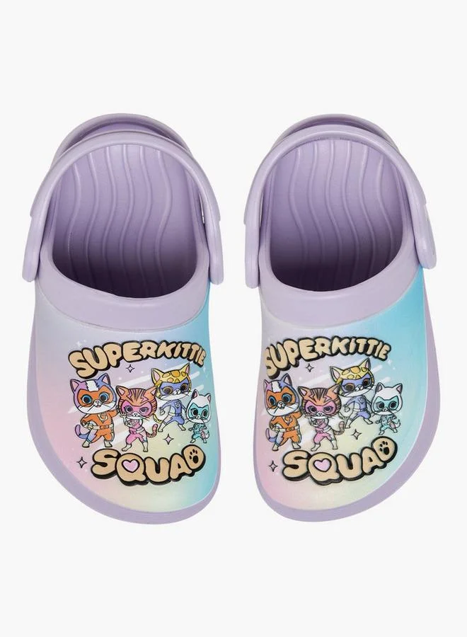 Disney Girls Superkitty Squad Print Backstrap Clogs