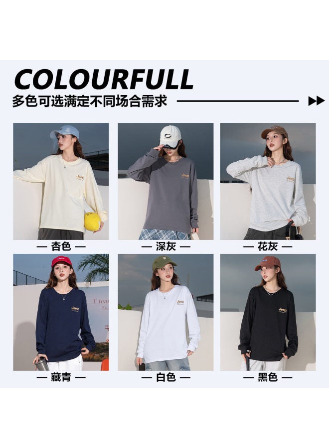 Jeep Women'S Casual Round Neck Long Sleeve T-Shirt, Loose Fit Pure Cotton Top For Autumn - Image 3