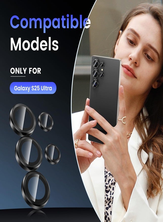 Tensea (3+2PCS Compatible with Samsung Galaxy S25 Ultra Camera Lens Protector, 9H Tempered Glass Camera Cover Screen Protector Metal Individual Ring [Installation Tray][Case Friendly] - Image 2