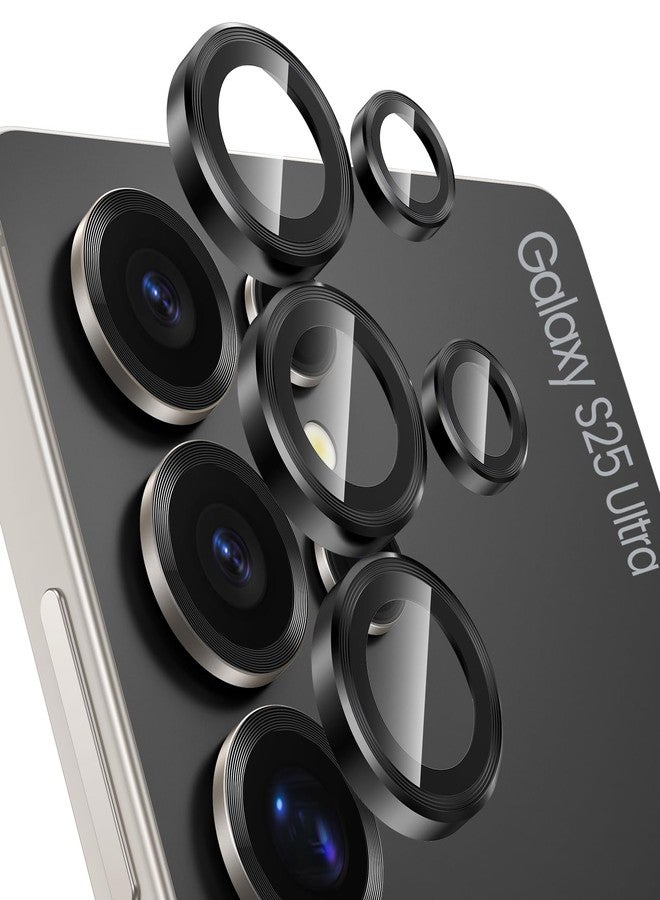 Tensea (3+2PCS Compatible with Samsung Galaxy S25 Ultra Camera Lens Protector, 9H Tempered Glass Camera Cover Screen Protector Metal Individual Ring [Installation Tray][Case Friendly] - Image 1