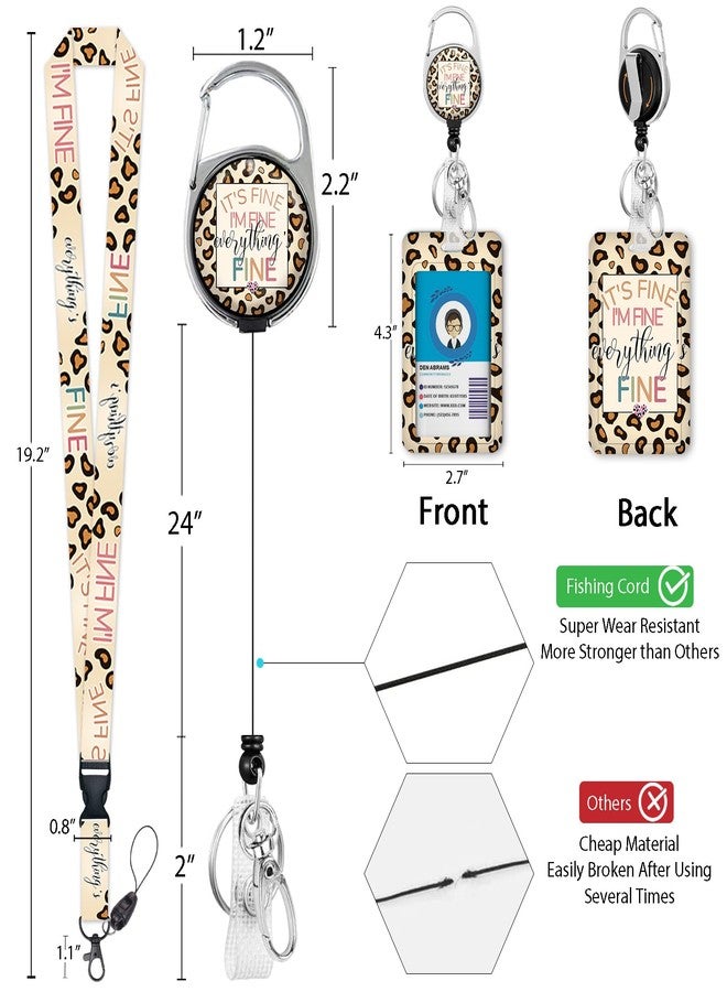 GIANCOMICS ID Badge Holder with Breakaway Lanyard, Retractable Badge Reel Heavy Duty, It's Fine I'm Fine Lanyards for ID Badges Ajustable, Teacher Nurse Work Office Gifts - Image 4