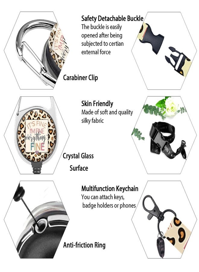 GIANCOMICS ID Badge Holder with Breakaway Lanyard, Retractable Badge Reel Heavy Duty, It's Fine I'm Fine Lanyards for ID Badges Ajustable, Teacher Nurse Work Office Gifts - Image 5