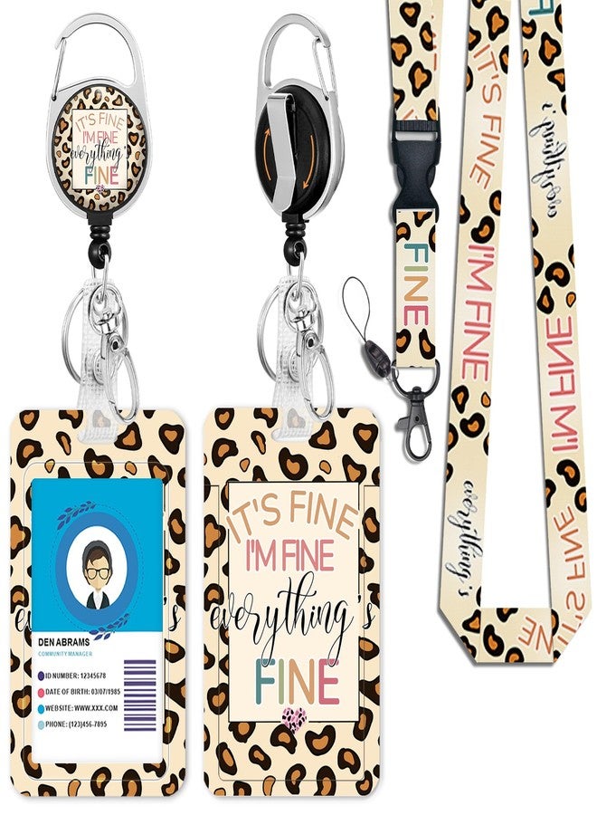 GIANCOMICS ID Badge Holder with Breakaway Lanyard, Retractable Badge Reel Heavy Duty, It's Fine I'm Fine Lanyards for ID Badges Ajustable, Teacher Nurse Work Office Gifts - Image 1