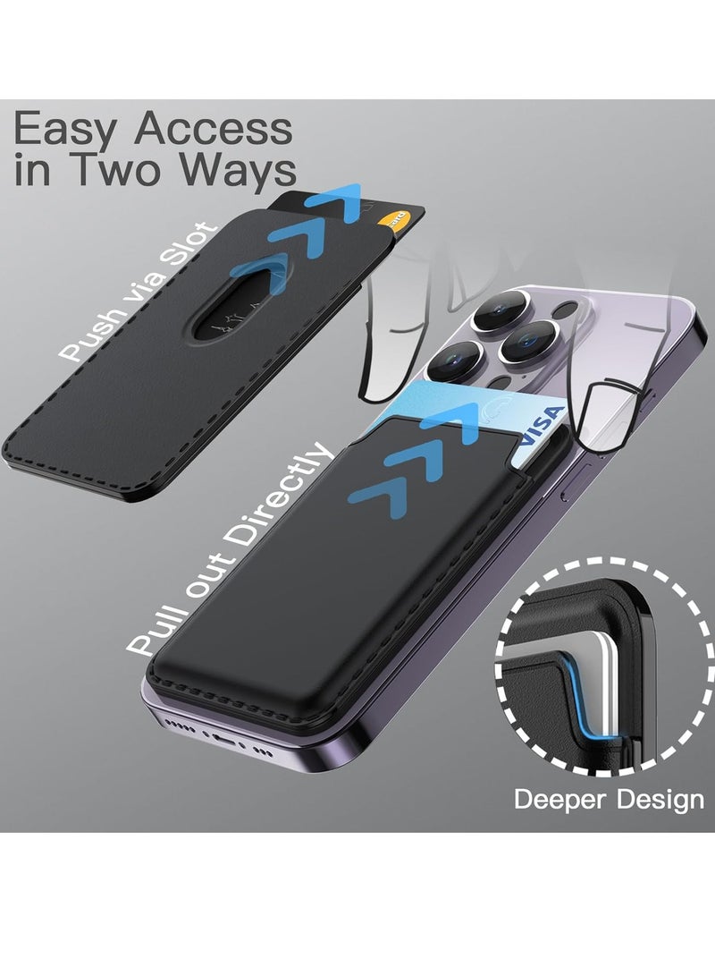 MIGOFAST Magnetic Wallet Compatible with Mag Safe for iPhone 15 14 13 12 Series PU Phone Card Holder Store 1 or 2 Cards - Image 4