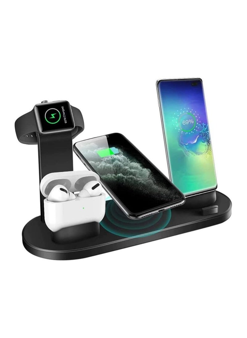 general Multi-Function Charging Stand Compatible with iPhone, Android Micro USB  Type-C Phone Wireless 3 in 1 Rotatable Charging Dock - Image 1