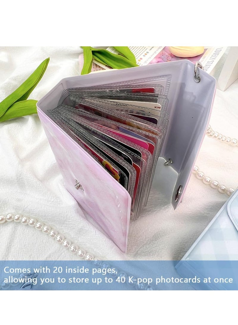 SYOSI Kpop Binder Photocard Album 2 Packs Portable Kpop Binder Photocard Album with Beaded Chain Kpop Photocard Album Kpop Photocard Binder Kpop Photocard Book Kpop Photocard Organizer for Kpop Collectors - Image 4