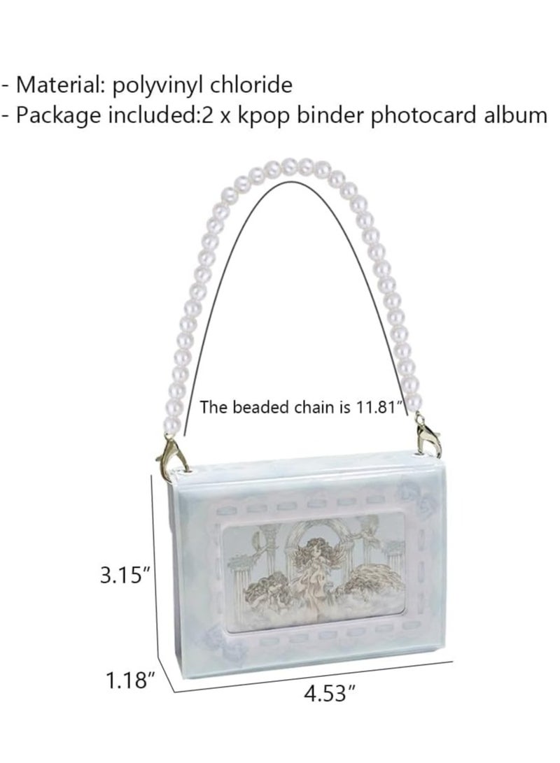 SYOSI Kpop Binder Photocard Album 2 Packs Portable Kpop Binder Photocard Album with Beaded Chain Kpop Photocard Album Kpop Photocard Binder Kpop Photocard Book Kpop Photocard Organizer for Kpop Collectors - Image 5